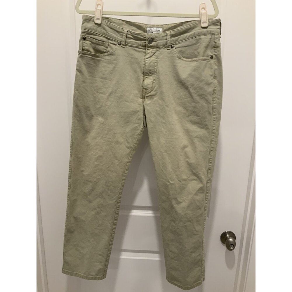 Peter Millar Pants Size 34 Men's Tan Crown Vintage Canvas 5 Pocket Pants